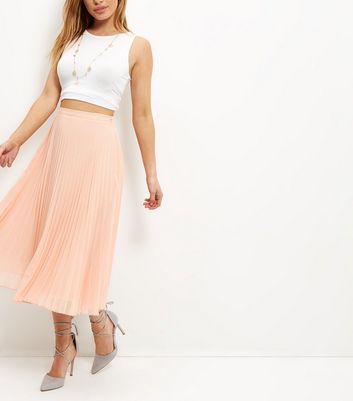 new look pink pleated skirt