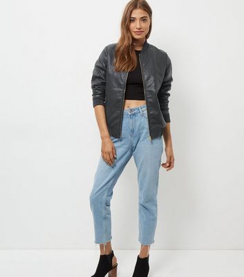 new look leather bomber jacket