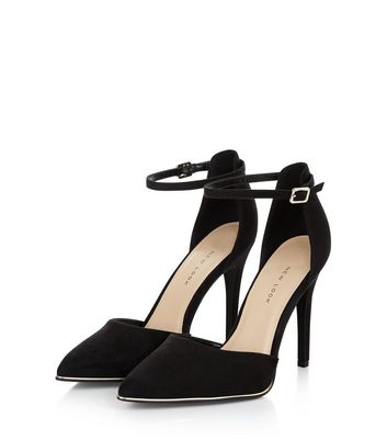 wide fit black pointed heels