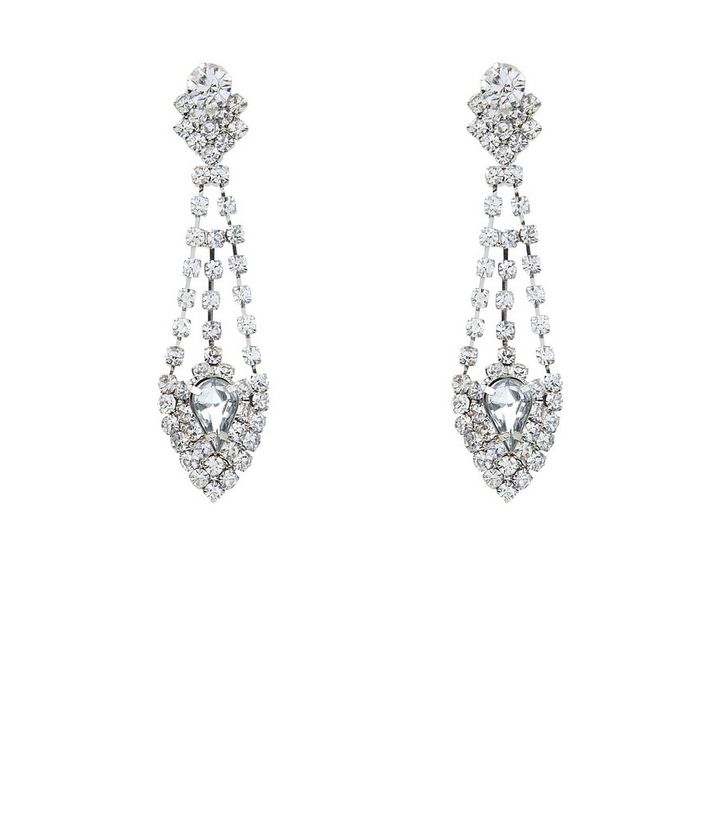 Crystal Teardrop Chandelier Earrings New Look