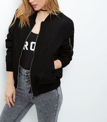 petite black bomber jacket