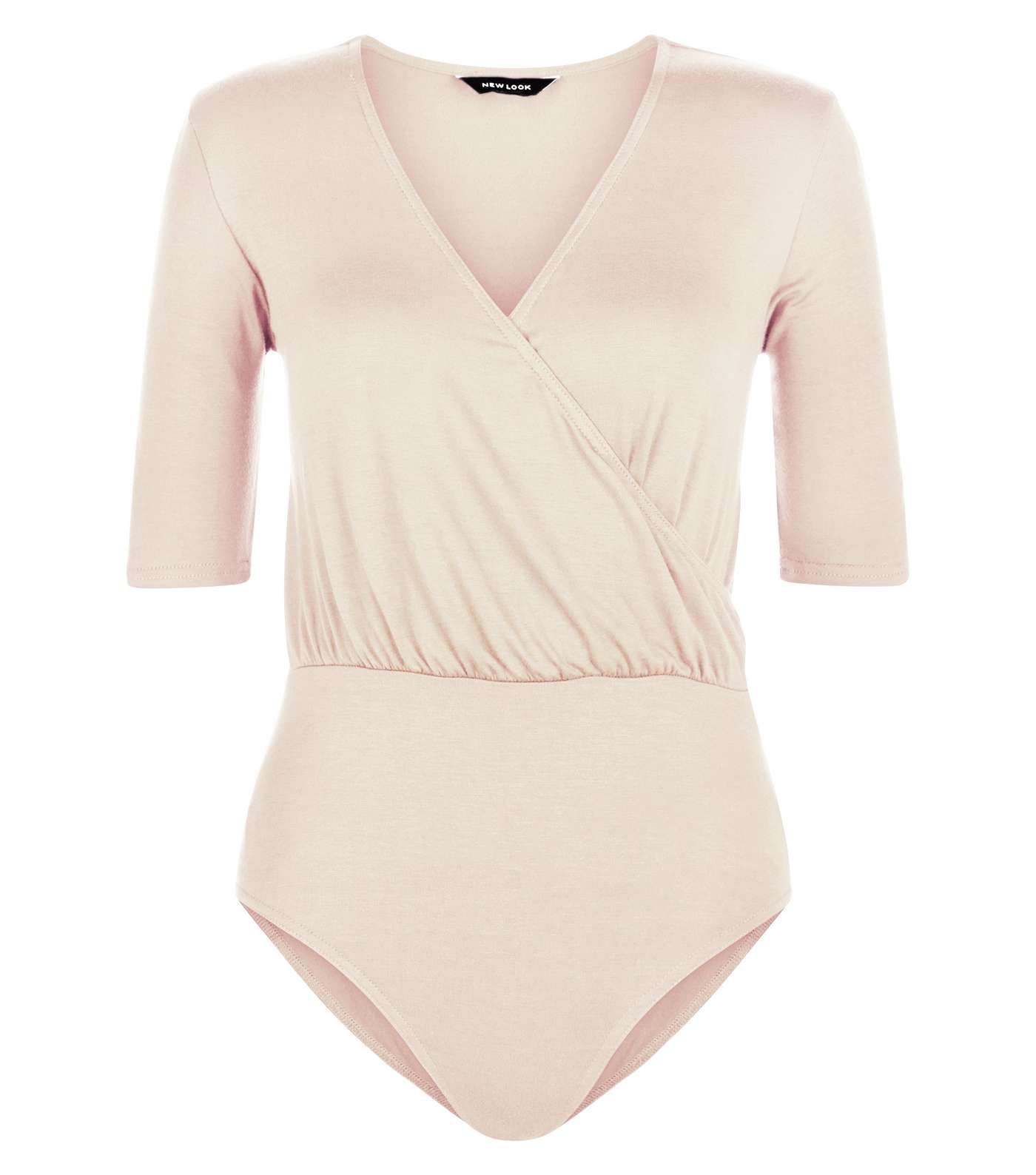 Shell Pink Wrap Front 1/2 Sleeve Bodysuit 