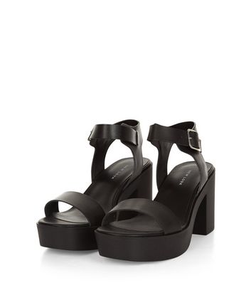 new look black chunky sandals