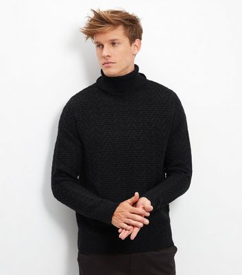 Mens black clearance turtle neck jumper