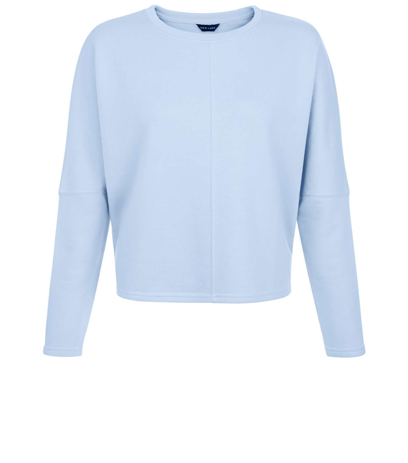 Pale Blue Batwing Sleeve Cropped Sweater Image 4