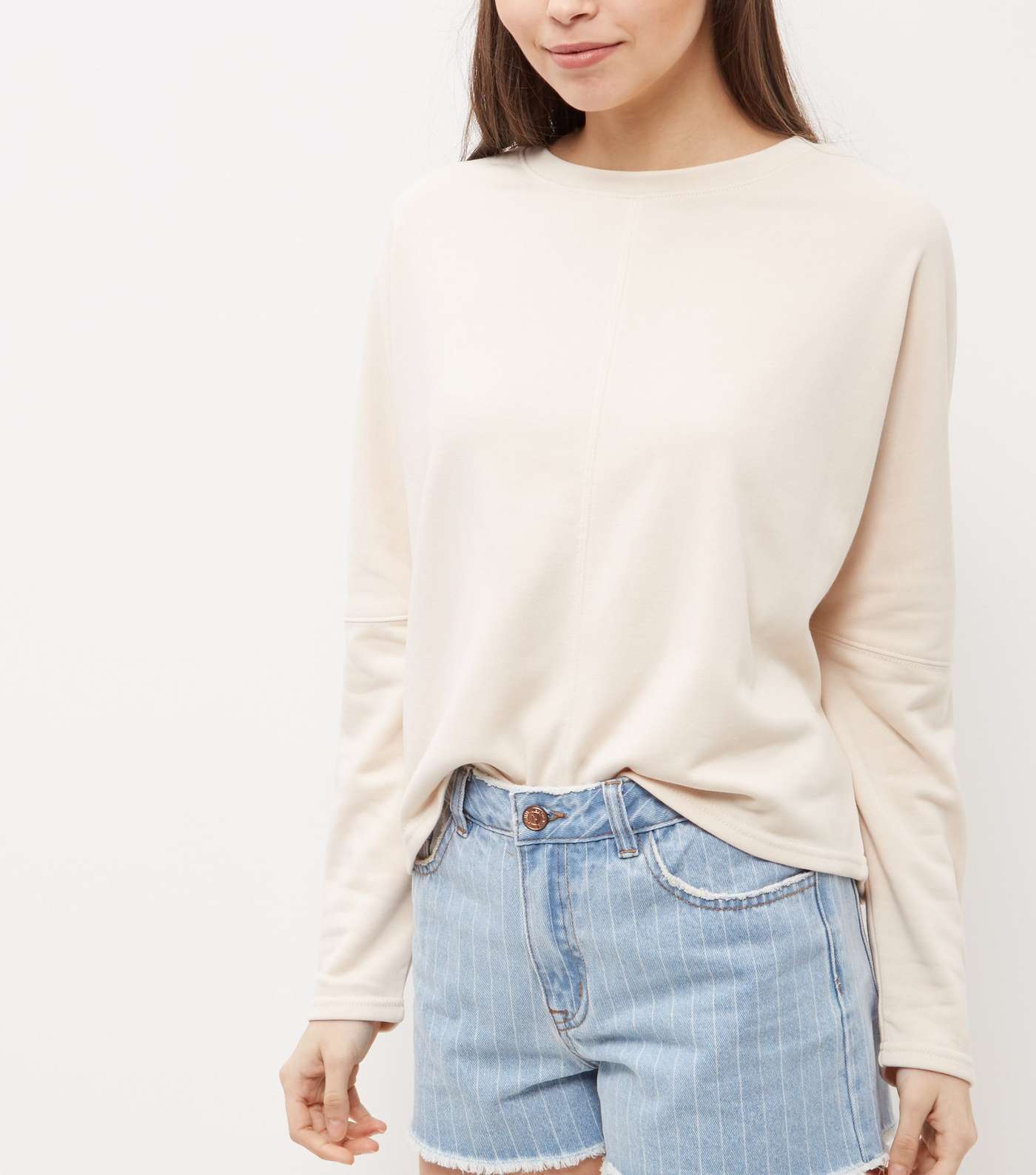 Shell Pink Batwing Sleeve Cropped Sweater  Image 2