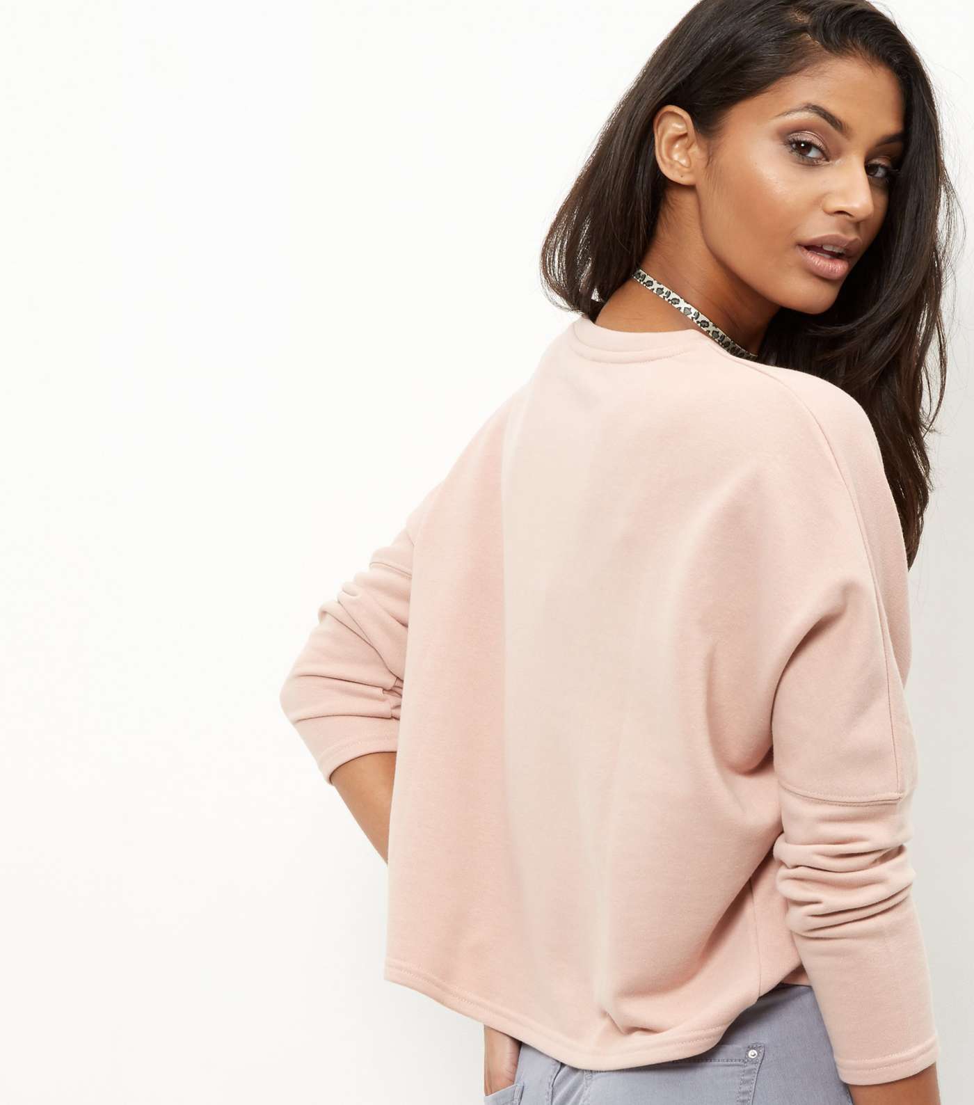 Mid Pink Batwing Sleeve Cropped Sweater  Image 3