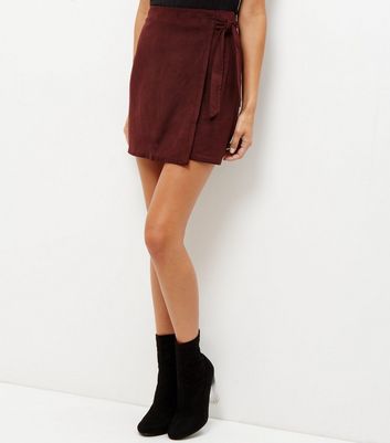 suede skirt burgundy