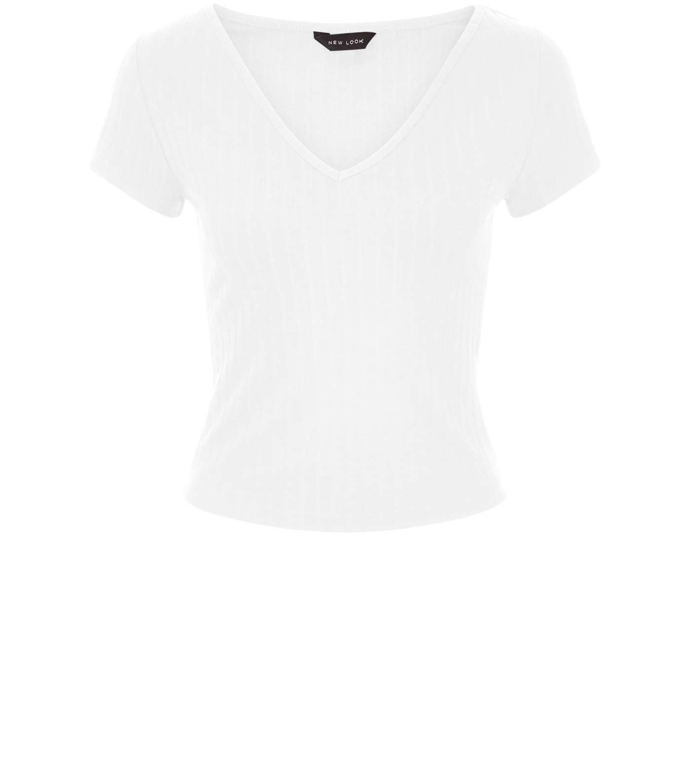 White V Neck Cap Sleeve T-Shirt  Image 4