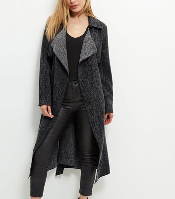 black waterfall coat petite