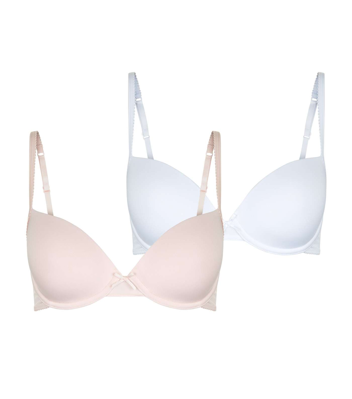 Girls 2 Pack Pale Pink and White Underwired Bras