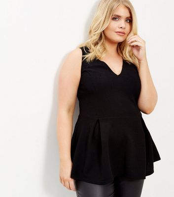 new look black peplum top