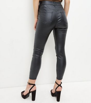 petite black coated jeans