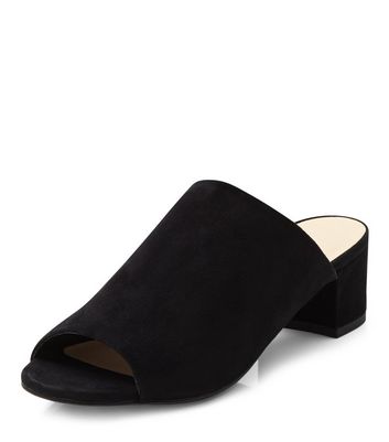 black peep toe mid heels