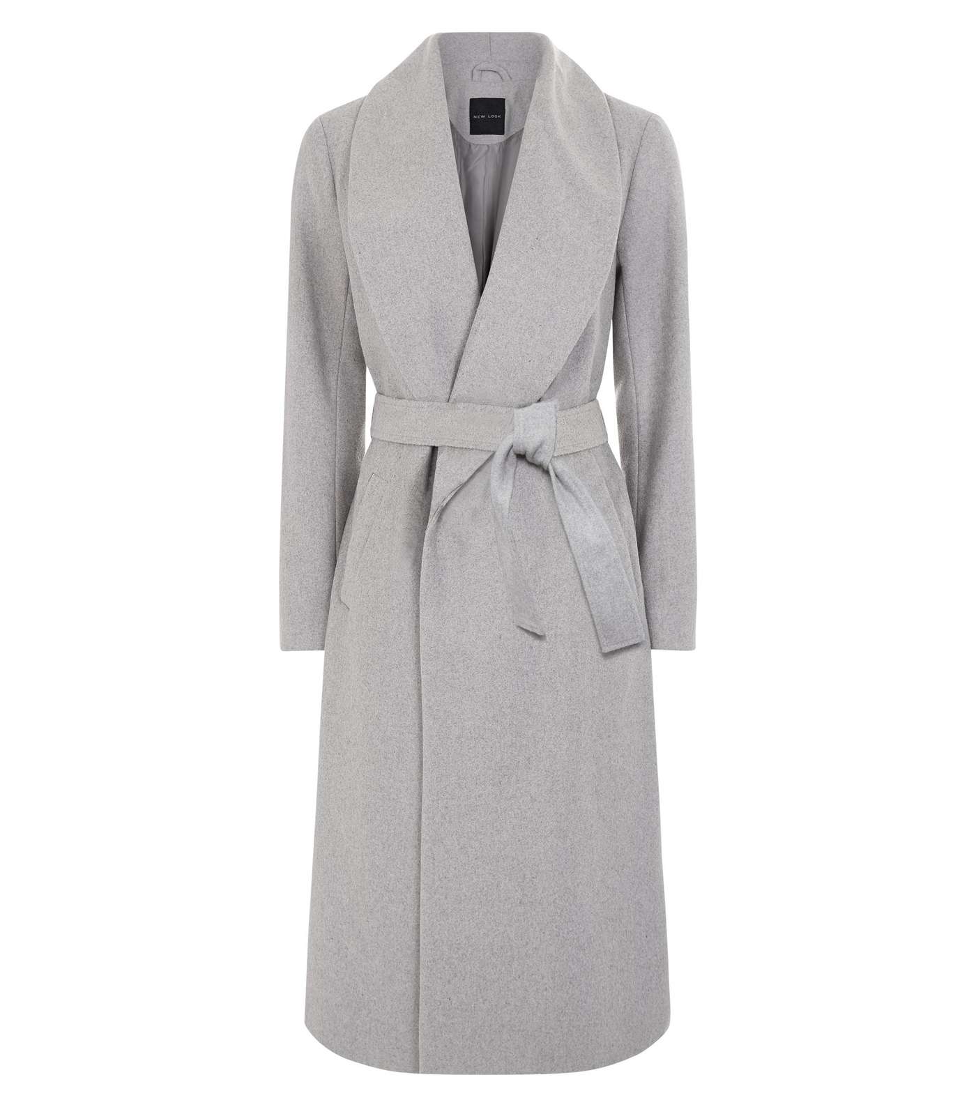 Grey Belted Longline Coat Image 4
