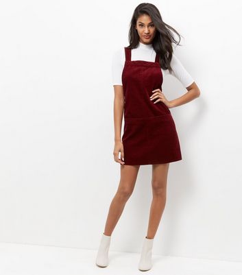 New look hotsell red pinafore dress