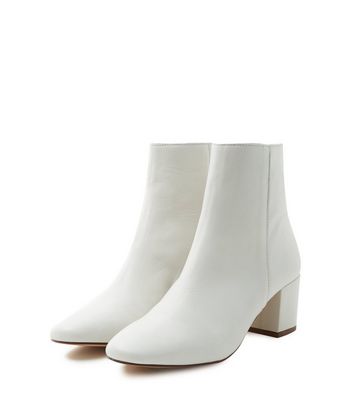 white leather block heel boots