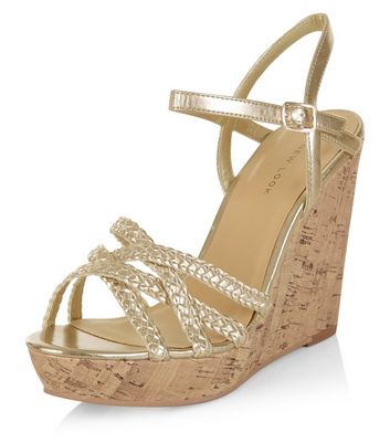 gold wedge sandals new look