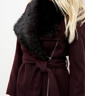 new look burgundy puffer jacket