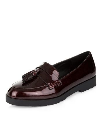 Red patent loafers store womens