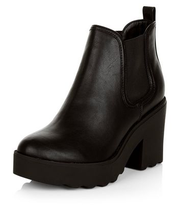 Black Cleated Sole Chelsea Boots | New Look