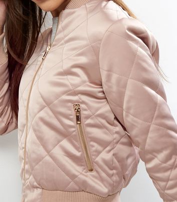 pink quilted bomber jacket
