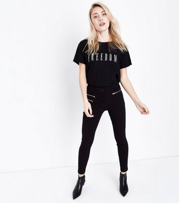 new look black slim leg trousers