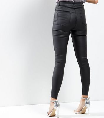 tall black coated jeans