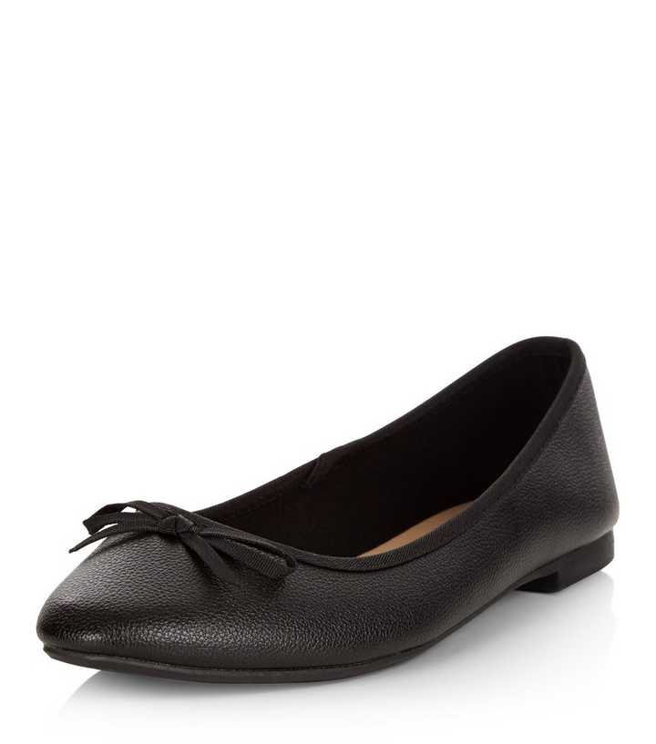 Wide Fit Black Square Toe Ballet Pumps