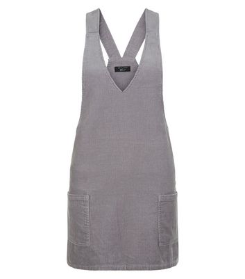 grey cord pinafore dress