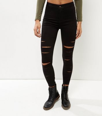 extreme ripped high waisted skinny jeans
