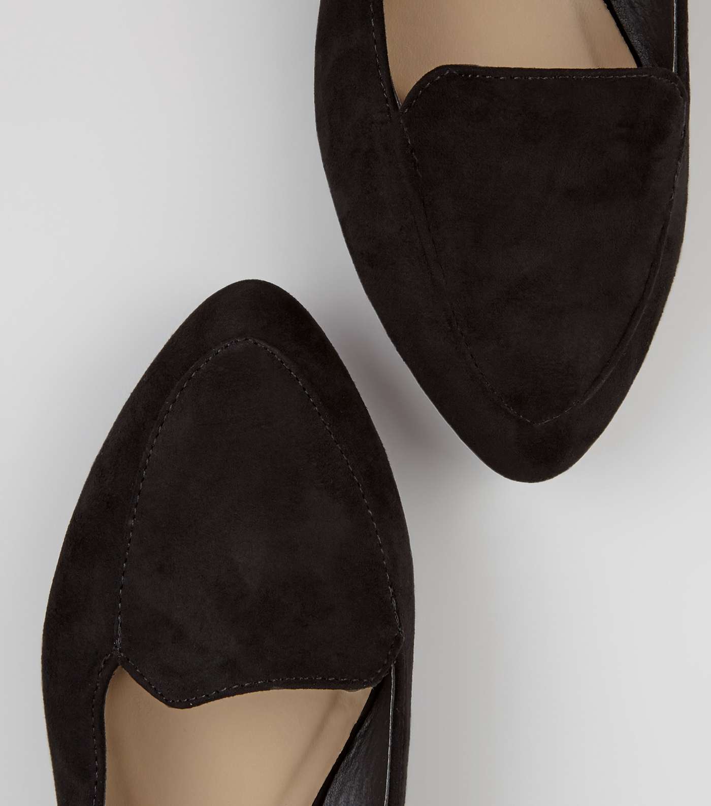 Girls Black Suedette Pointed School Loafers Image 4