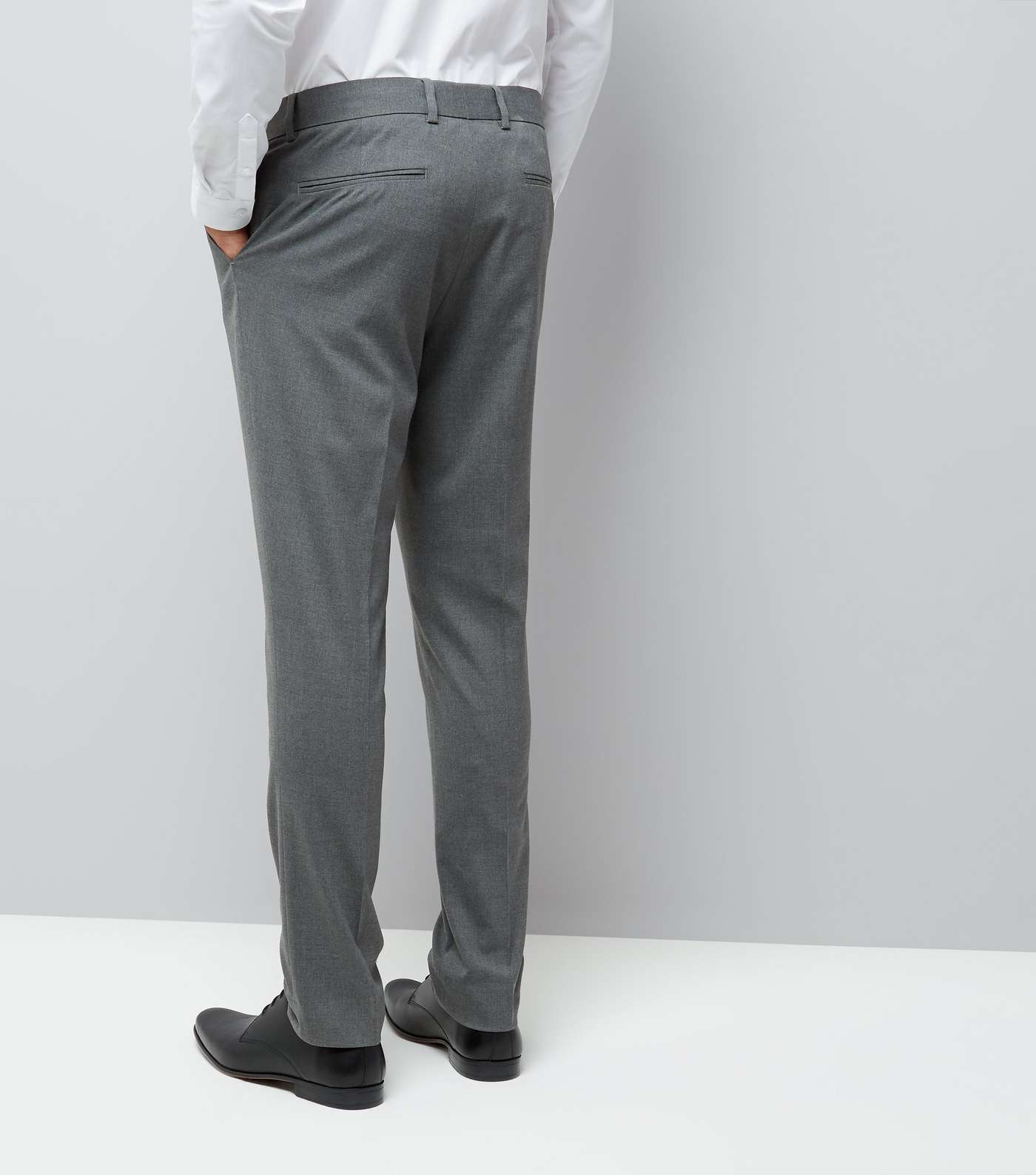Grey Skinny Suit Trousers Image 3