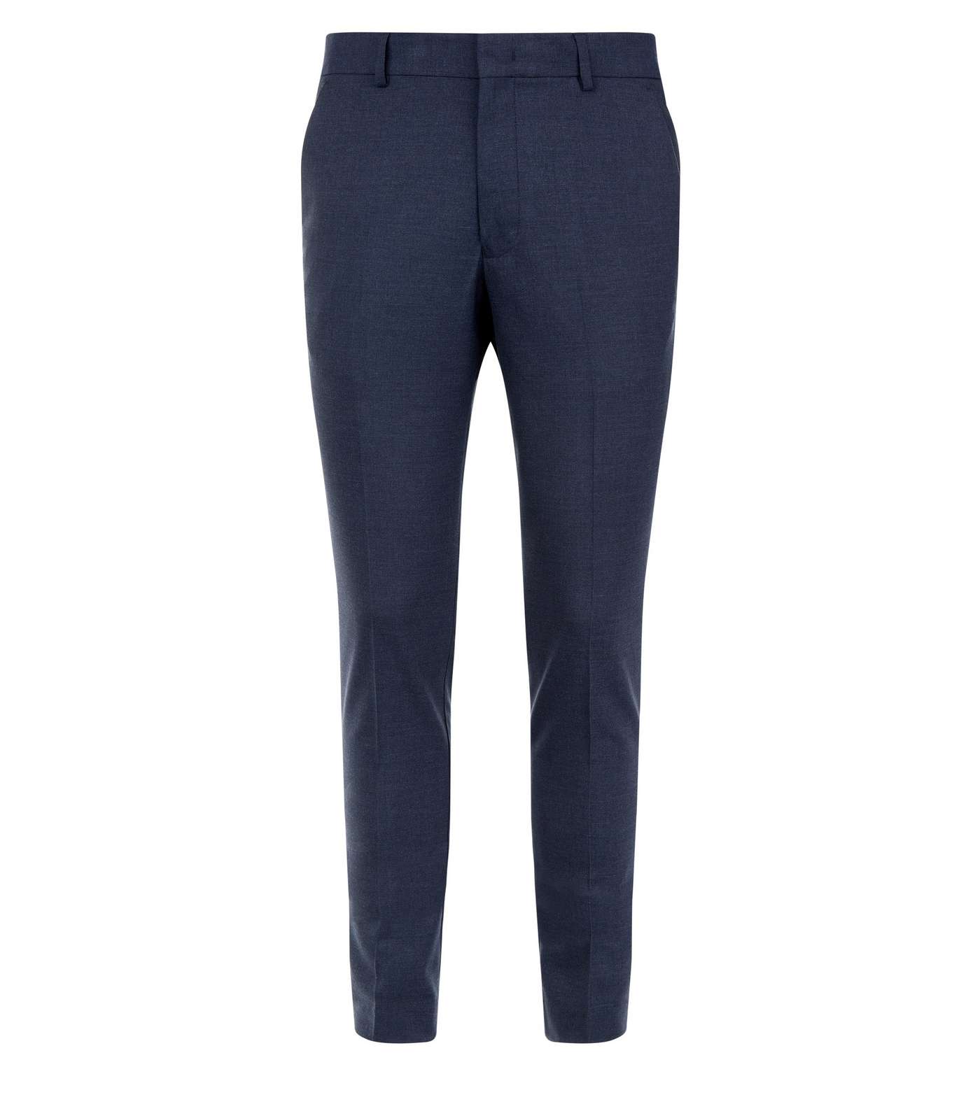 Navy Skinny Suit Trousers Image 4