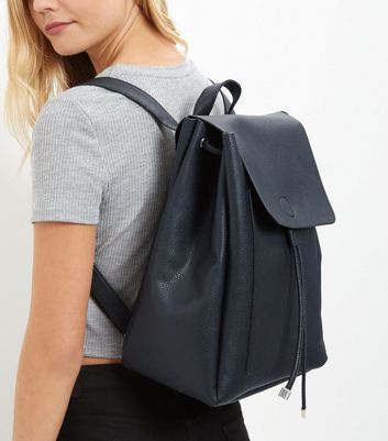 Black Leather-Look Backpack | New Look