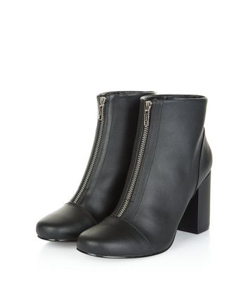 zip front heeled boots