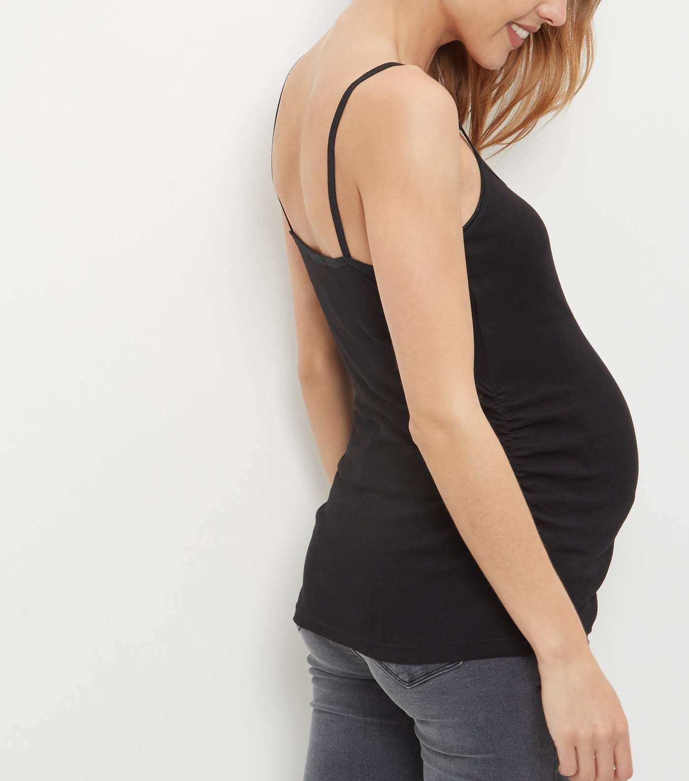 Maternity Black Strappy Vest Image 2