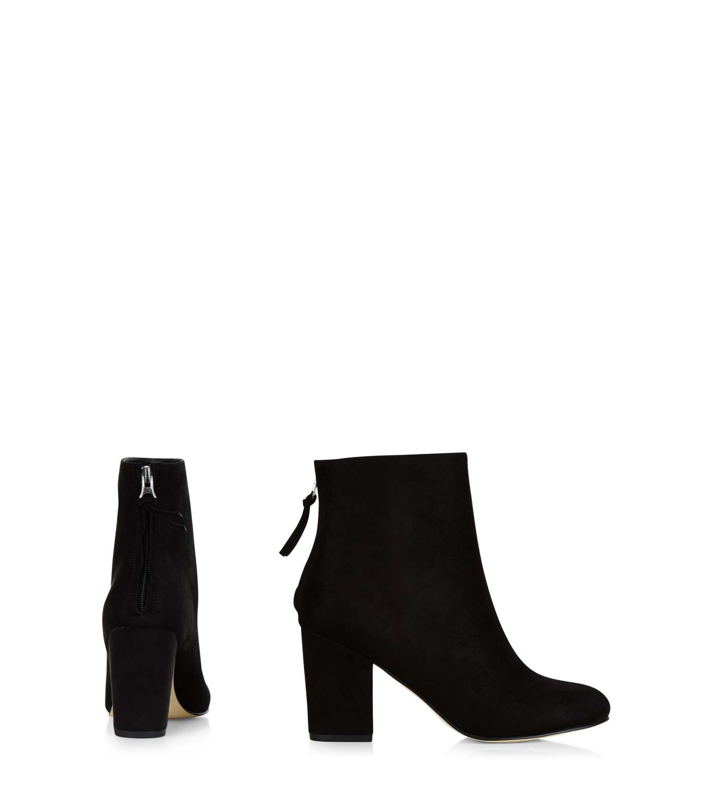 Black Suedette Pointed Block Heel Ankle Boots  Image 4