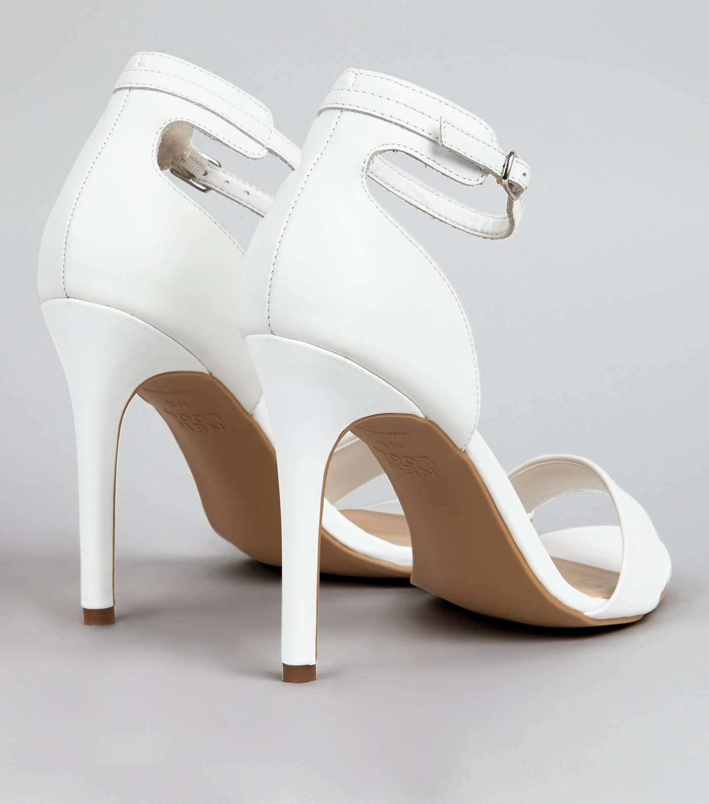 White Leather Ankle Strap Sandals Image 4