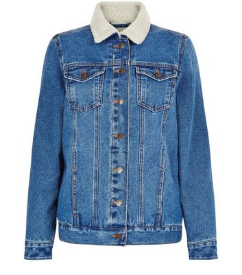 new look borg denim jacket