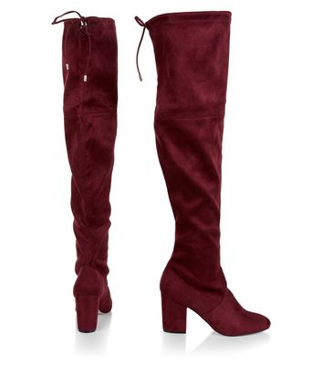 Maroon over the knee 2024 boots