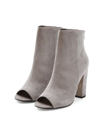 Grey peep toe deals ankle boots