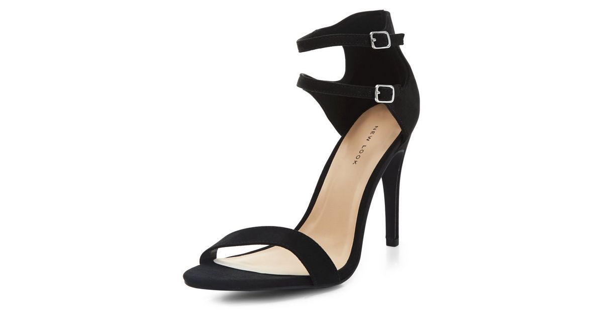 Black Double Ankle Strap Heels | New Look