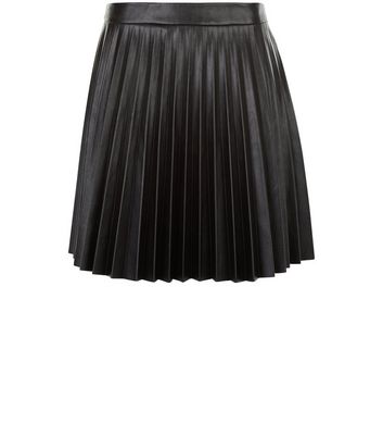 faux leather pleated skirt new look