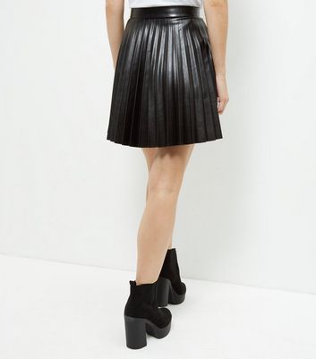 newlook leather pleated skirt