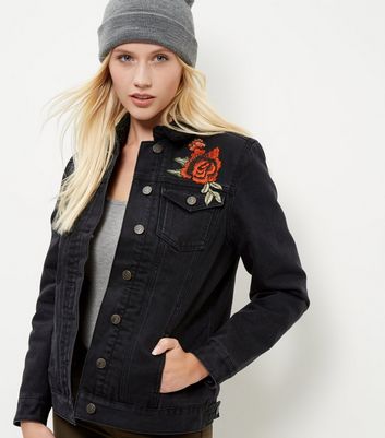 black denim jacket embroidered