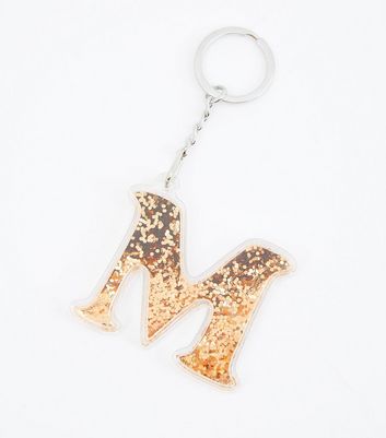 gold initial keyring