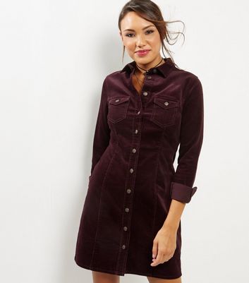 new look cord shirt dress