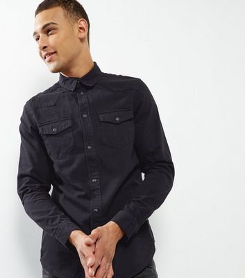 mens black shirt with pocket