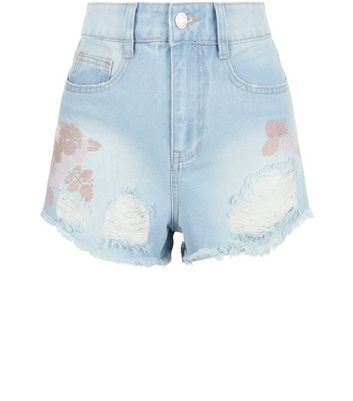 pale blue denim shorts